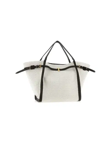 Tod's Women's Medium Linen-Canvas Shopping Bag - Bianco Calce | Thumbnail 1