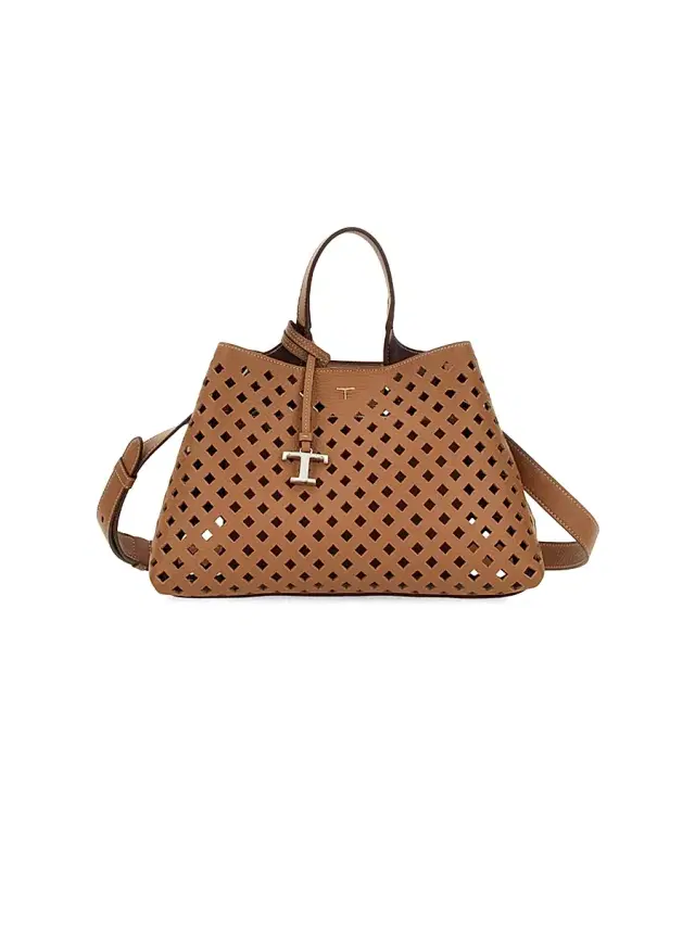Women's  Perforated Leather Top Handle Bag - Kenia Boreaux