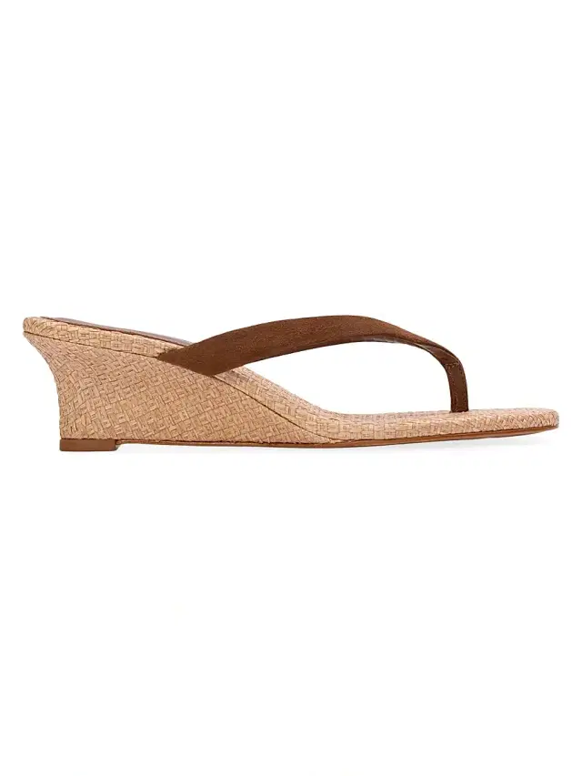 Women's Easy 50MM Suede Mule Sandals - Raffia Bourbon Suede