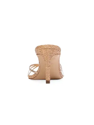 Black Suede Studio Women's Jaya 70MM Raffia Mule Sandals - Gold Metallic Leather - Size 12 | Thumbnail 3