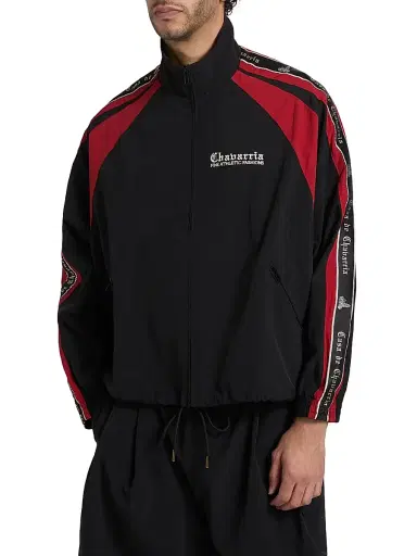Willy Chavarria Men's Casa De Chavarria Tape Jacket - Black Red - Size Small | Thumbnail 3