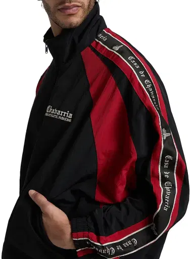 Willy Chavarria Men's Casa De Chavarria Tape Jacket - Black Red - Size Small | Thumbnail 6