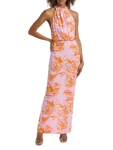 Black Halo Women's Elowen Floral Halter Maxi Dress - Fleur De Peony | Thumbnail 3