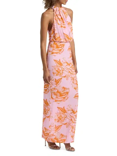Black Halo Women's Elowen Floral Halter Maxi Dress - Fleur De Peony | Thumbnail 4