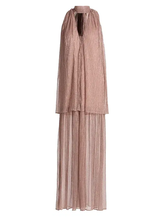 Black Halo Women's Valoria Metallic Plissé Maxi Dress - Fairy Dust