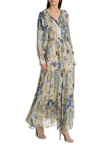 Kobi Halperin Women's Xandra Metallic Floral Maxi Dress - Blue Multi | Thumbnail 2