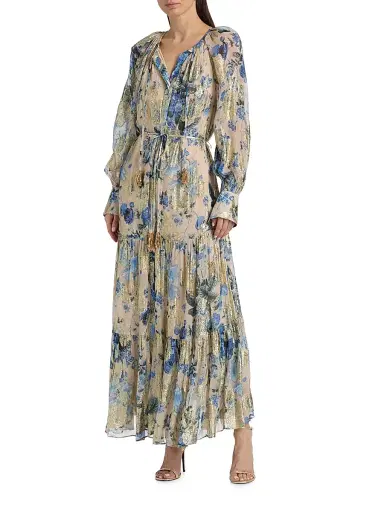 Kobi Halperin Women's Xandra Metallic Floral Maxi Dress - Blue Multi | Thumbnail 3