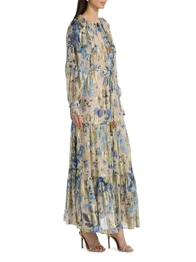 Kobi Halperin Women's Xandra Metallic Floral Maxi Dress - Blue Multi | Thumbnail 4