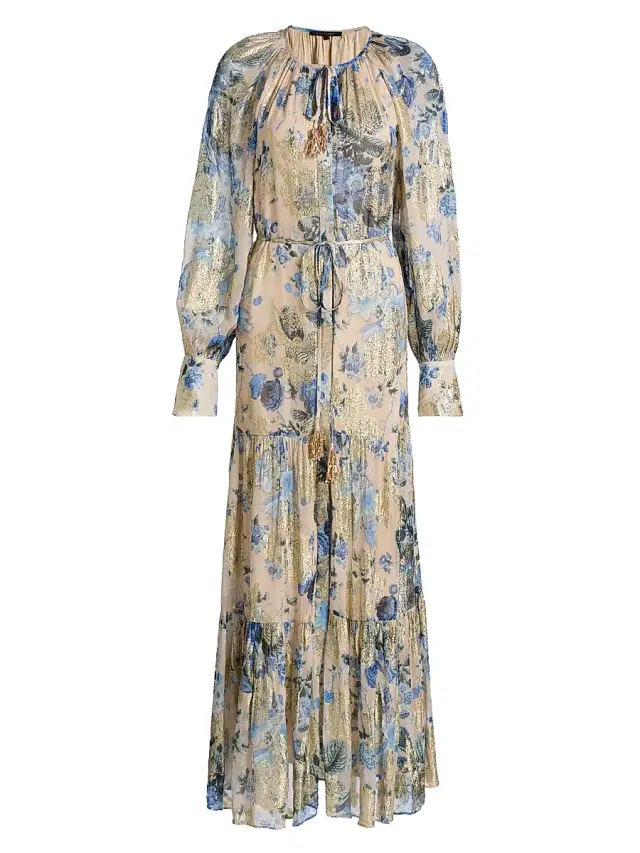 Kobi Halperin Women's Xandra Metallic Floral Maxi Dress - Blue Multi