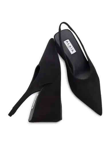 ALAIA Women's 75MM Suede Slingback Wedge Mules - Noir | Thumbnail 6 ALAIA Women's 75MM Suede Slingback Wedge Mules - Noir | Thumbnail 6