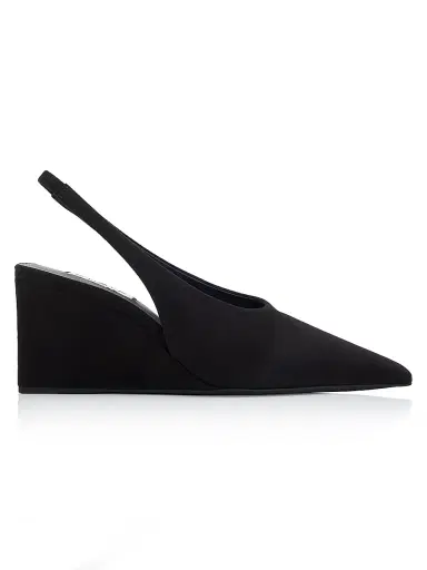 ALAIA Women's 75MM Suede Slingback Wedge Mules - Noir | Thumbnail 1 ALAIA Women's 75MM Suede Slingback Wedge Mules - Noir | Thumbnail 1