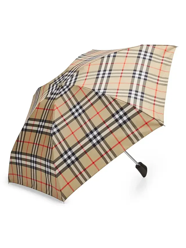 Burberry Check Compact Umbrella - Sand Ip Check