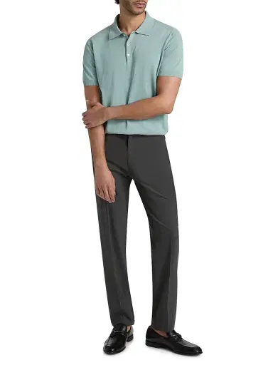 Canali Men's Cotton Knit Polo Shirt | Thumbnail 2 Canali Men's Cotton Knit Polo Shirt | Thumbnail 2
