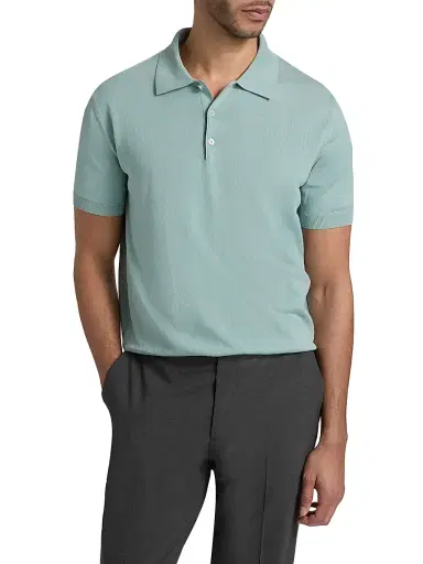 Canali Men's Cotton Knit Polo Shirt | Thumbnail 3 Canali Men's Cotton Knit Polo Shirt | Thumbnail 3