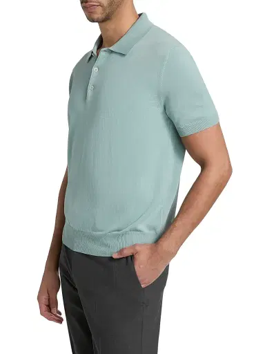 Canali Men's Cotton Knit Polo Shirt | Thumbnail 4 Canali Men's Cotton Knit Polo Shirt | Thumbnail 4