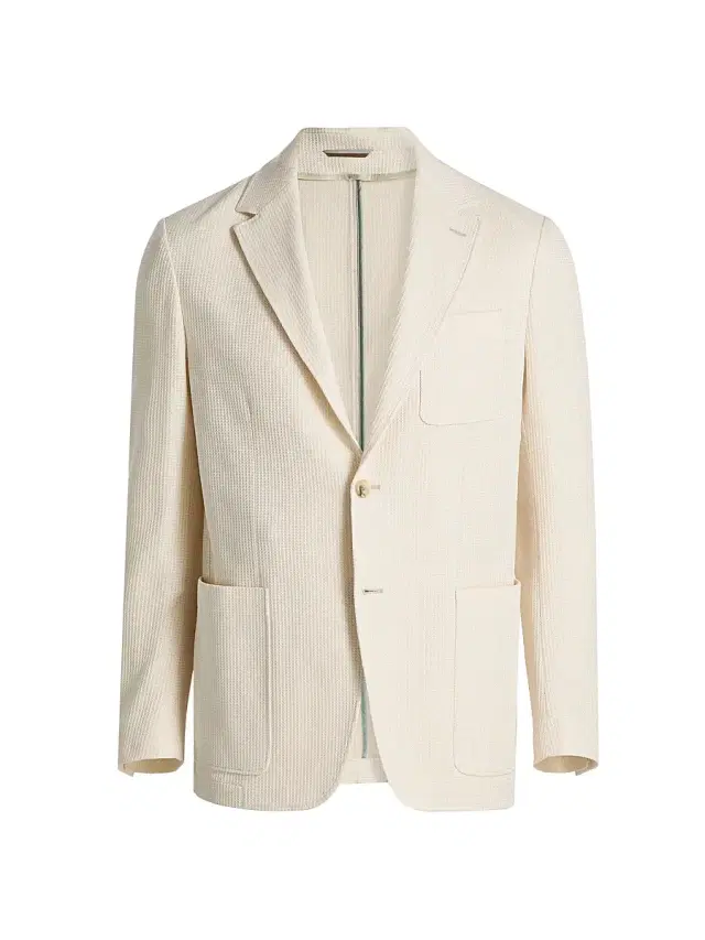 Men's Crochet Jersey Jacket - White