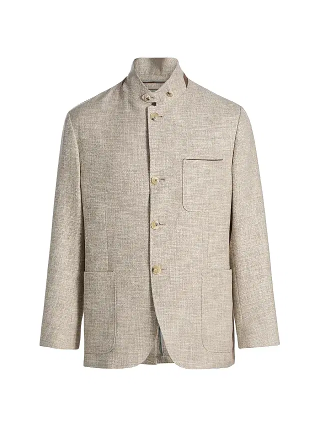 Men's Bruma Textured-Weave Hybrid Patch Jacket - Tan