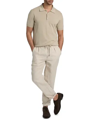 Canali Men's Cotton Knit Polo Shirt - Tan - Size 42 | Thumbnail 2