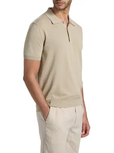 Canali Men's Cotton Knit Polo Shirt - Tan - Size 42 | Thumbnail 4
