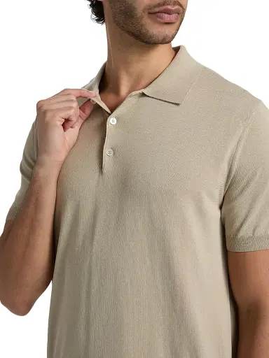 Canali Men's Cotton Knit Polo Shirt - Tan - Size 42 | Thumbnail 6