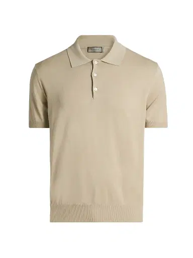 Canali Men's Cotton Knit Polo Shirt - Tan - Size 42 | Thumbnail 1