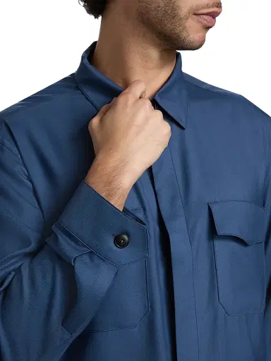 Canali Men's HighLuxury Wool-Silk Overshirt - Blue - Size 46 | Thumbnail 6