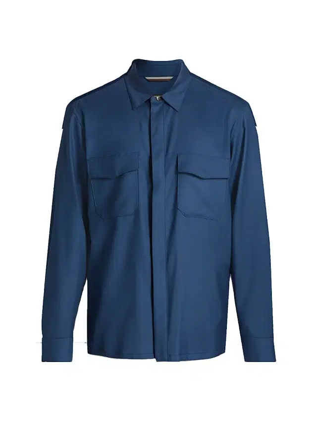 Men's HighLuxury Wool-Silk Overshirt - Blue