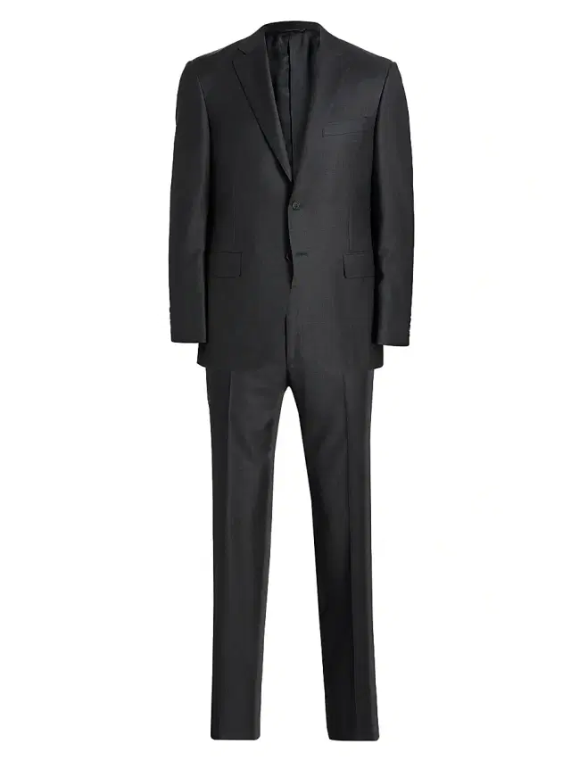 Men's Wool Single-Breasted Suit - Charcoal