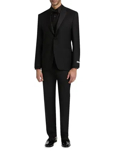 Canali Men's Wool Notch Tuxedo - Black - Size 38 | Thumbnail 3