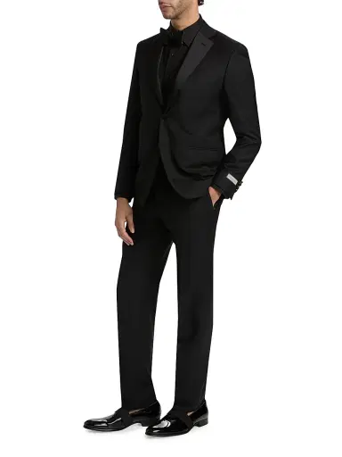 Canali Men's Wool Notch Tuxedo - Black - Size 38 | Thumbnail 4