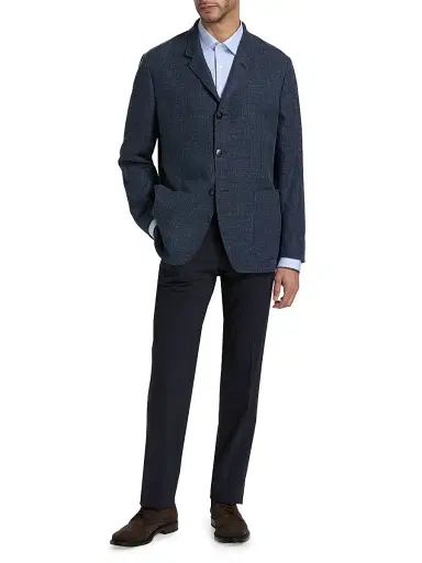 Canali Men's Hybrid 4-Button Patch Jacket - Navy | Thumbnail 2