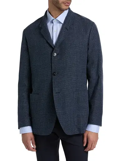 Canali Men's Hybrid 4-Button Patch Jacket - Navy | Thumbnail 3