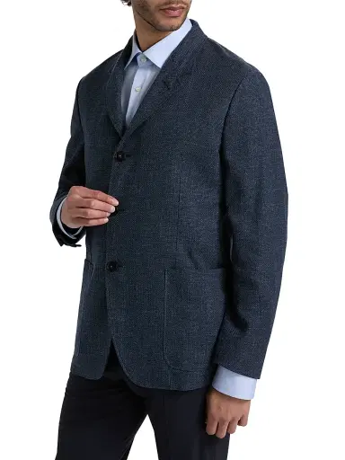 Canali Men's Hybrid 4-Button Patch Jacket - Navy | Thumbnail 4