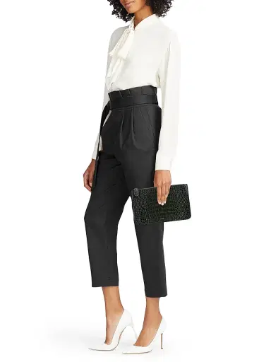 Toteme Women's Threefold Croc-Embossed Leather Clutch - Dark Green | Thumbnail 2