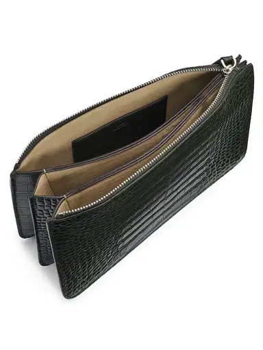 Toteme Women's Threefold Croc-Embossed Leather Clutch - Dark Green | Thumbnail 4