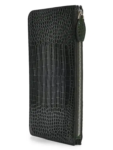 Toteme Women's Threefold Croc-Embossed Leather Clutch - Dark Green | Thumbnail 6