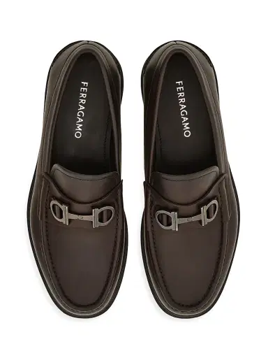 FERRAGAMO Men's Tobias Gancini Leather Loafers - Brown | Thumbnail 3 FERRAGAMO Men's Tobias Gancini Leather Loafers - Brown | Thumbnail 3