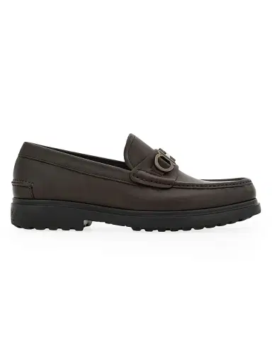 FERRAGAMO Men's Tobias Gancini Leather Loafers - Brown | Thumbnail 1 FERRAGAMO Men's Tobias Gancini Leather Loafers - Brown | Thumbnail 1
