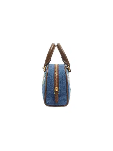 Valentino Garavani Women's VLogo Signature Mini Top-Handle Bag in Denim with Floral Embroidery - Denim | Thumbnail 4 Valentino Garavani Women's VLogo Signature Mini Top-Handle Bag in Denim with Floral Embroidery - Denim | Thumbnail 4