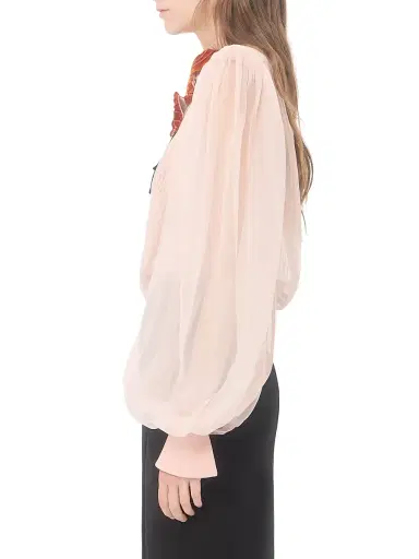 Valentino Garavani Women's Embroidered Organza Top - Pink | Thumbnail 3