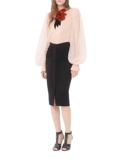 Valentino Garavani Women's Embroidered Organza Top - Pink | Thumbnail 7