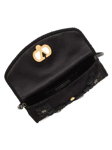 Valentino Garavani Women's Devain Embroidered Velvet Shoulder Bag - Black | Thumbnail 5 Valentino Garavani Women's Devain Embroidered Velvet Shoulder Bag - Black | Thumbnail 5