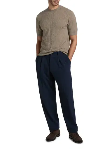 Giorgio Armani Men's Stretch Wool Seersucker Trousers - Solid Dark | Thumbnail 2 Giorgio Armani Men's Stretch Wool Seersucker Trousers - Solid Dark | Thumbnail 2