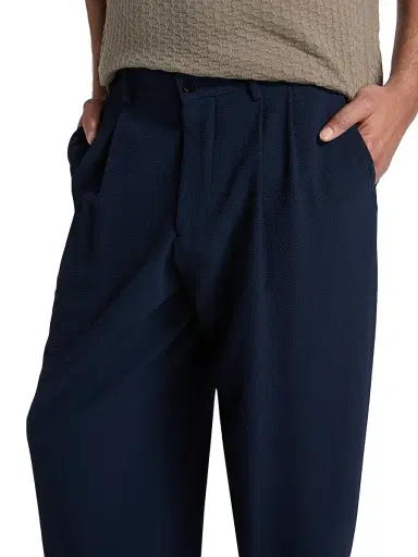 Giorgio Armani Men's Stretch Wool Seersucker Trousers - Solid Dark | Thumbnail 6 Giorgio Armani Men's Stretch Wool Seersucker Trousers - Solid Dark | Thumbnail 6