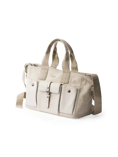 Prada Women's Route Large Canvas and Leather Tote Bag - Beige Khaki | Thumbnail 2