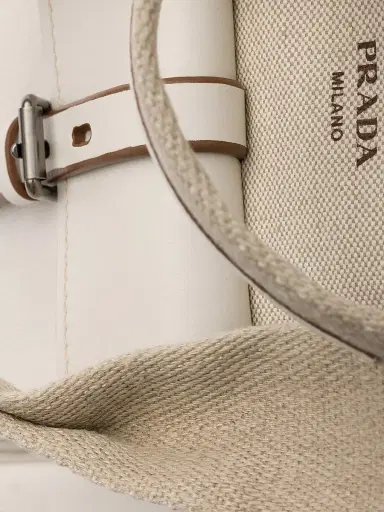 Prada Women's Route Large Canvas and Leather Tote Bag - Beige Khaki | Thumbnail 6