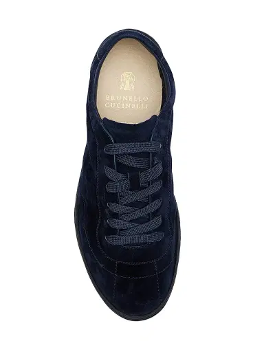 Brunello Cucinelli Men's Suede Low-Top Sneakers - Midnight Blue | Thumbnail 3
