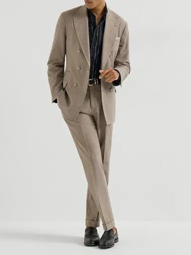 Brunello Cucinelli Men's Jacquard Seersucker Easy-Fit Shirt with Spread Collar - Black | Thumbnail 6