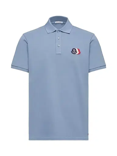 Moncler Men's Polo Shirt in Cotton Piquet - Light Blue - Size Large | Thumbnail 1