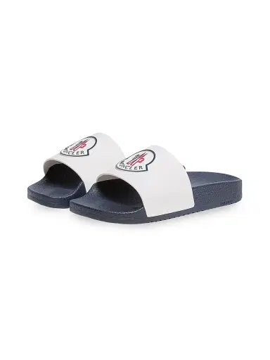 Moncler Little Boy's & Boy's Petit Basile Slides - White Blue - Size 5.5 (Child) | Thumbnail 2 Moncler Little Boy's & Boy's Petit Basile Slides - White Blue - Size 5.5 (Child) | Thumbnail 2